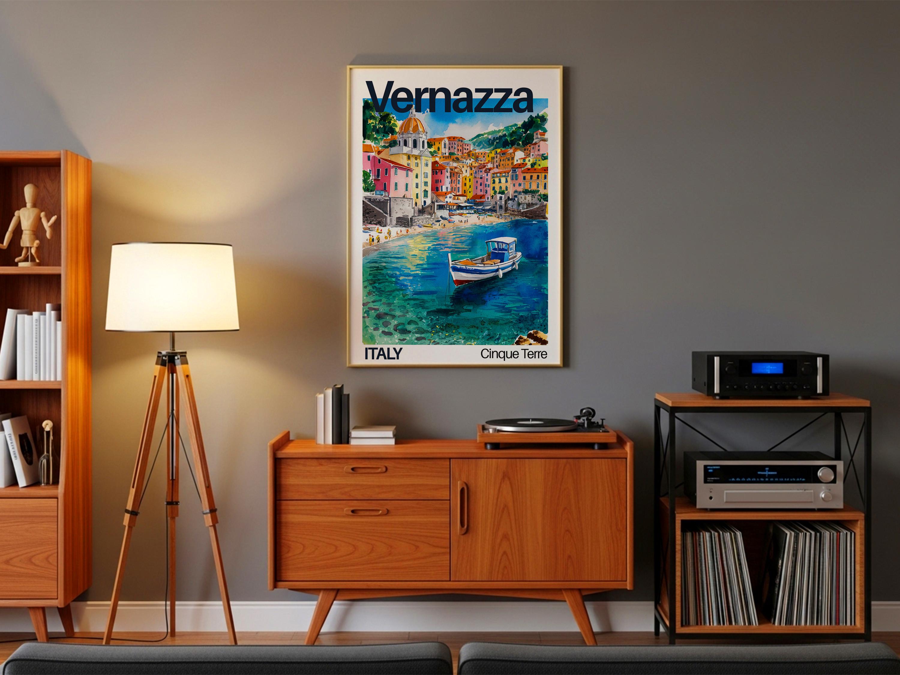 Vernazza Italy Watercolor Art Print: Cinque Terre Coastal Village ...