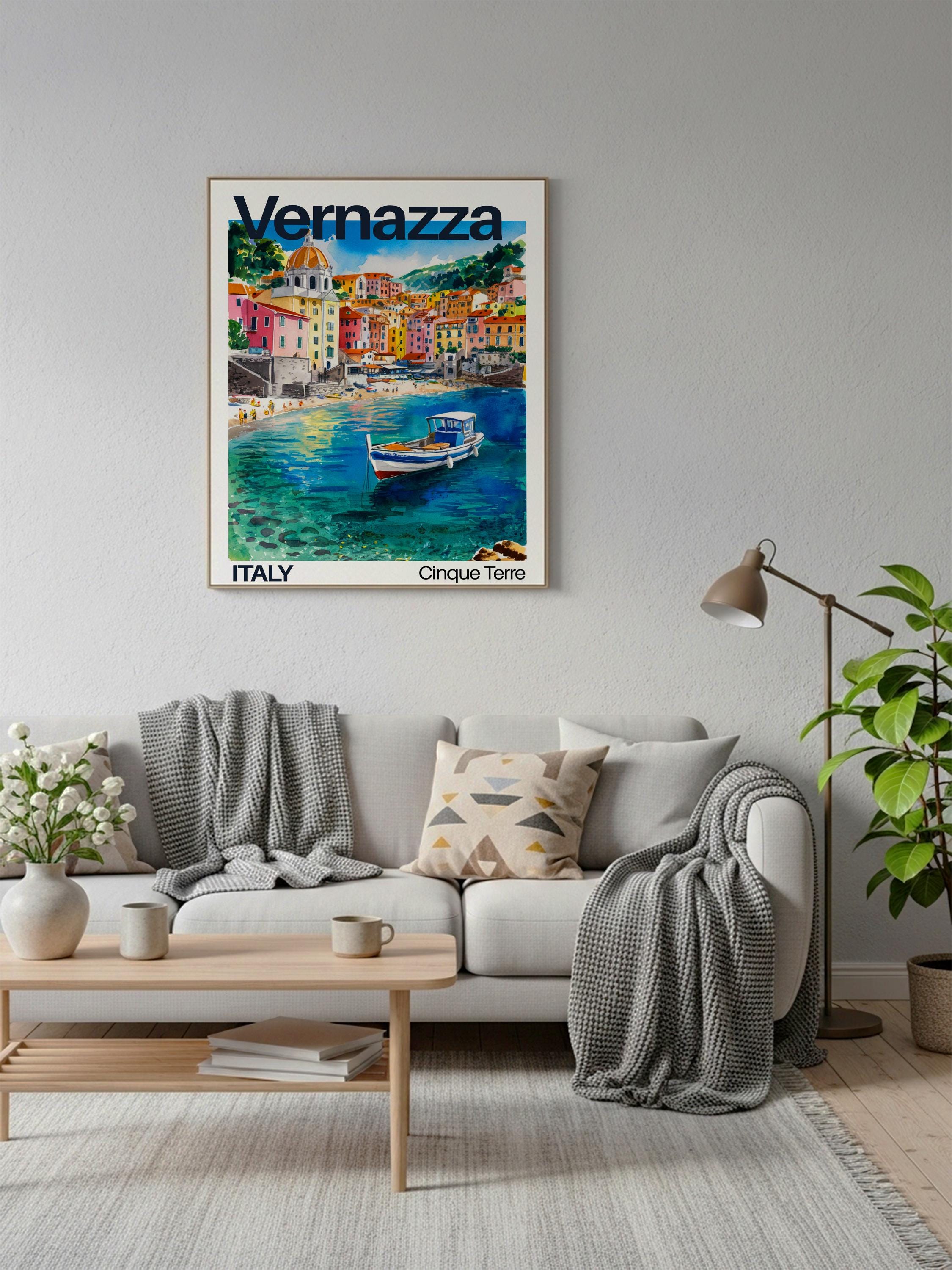 Vernazza Italy Watercolor Art Print: Cinque Terre Coastal Village ...