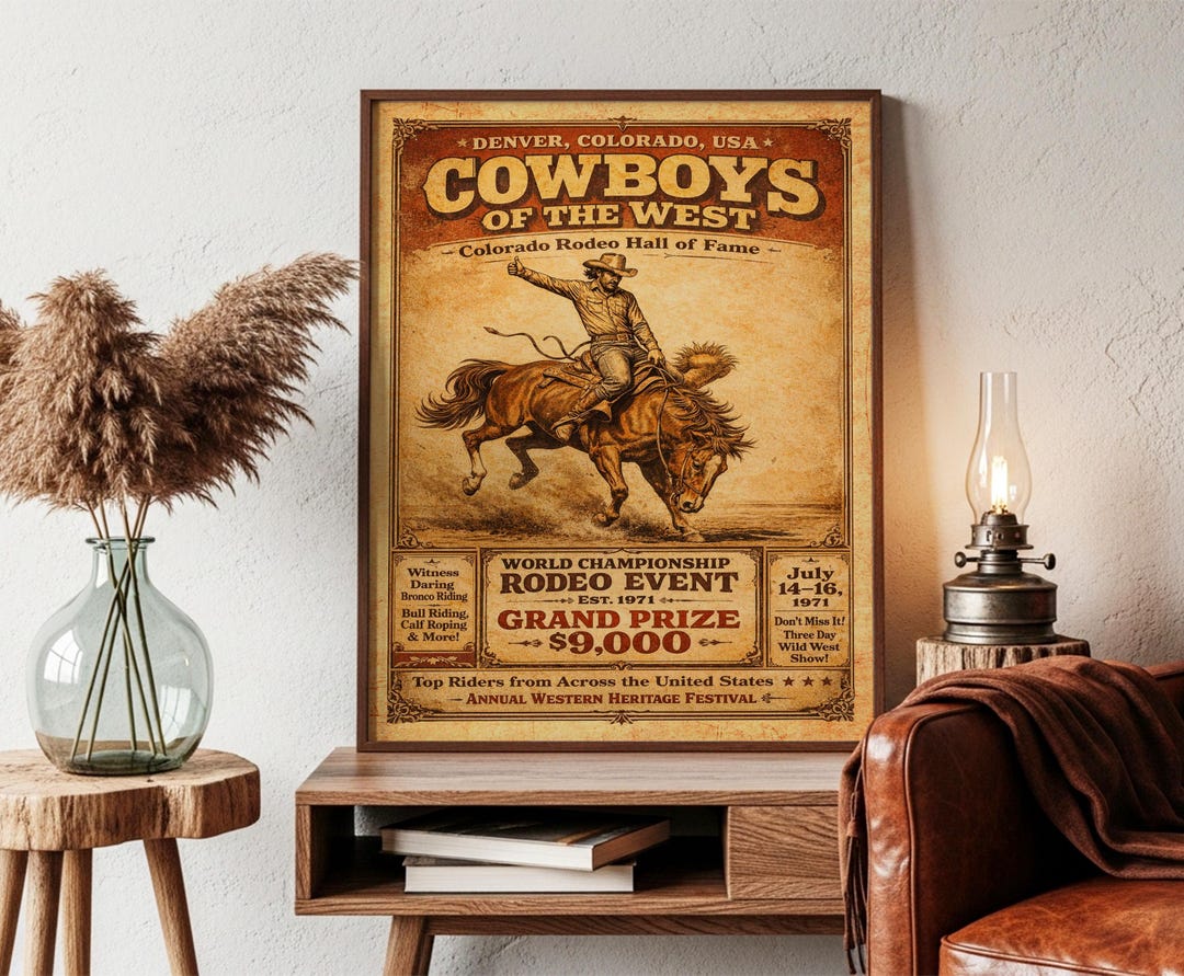 Denver Colorado Rodeo Wall Art Vintage Cowboy Poster Western Decor - Etsy