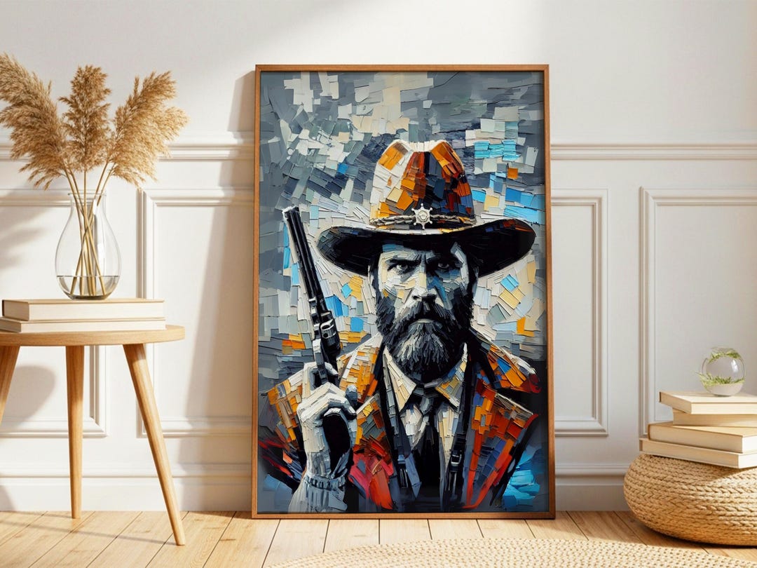 Vintage Western Cowboy Art Canvas Print: Rustic Wild West Gunman ...