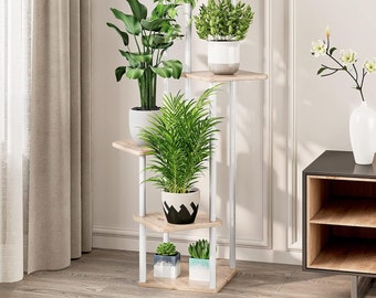 5 Tier Metal Wood Plant Stand | Tall Plant Stand | Indoor Plant Stand | Modern plant Stand | Flower Stand | Plant Shelves | Home Decor