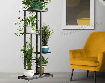 4 Tier 5 Potted Metal Plant Stand | Indoor Plant Stand | Modern Plant Stand | Tall Plant Stand | Flower Stand | Housewarming Gift