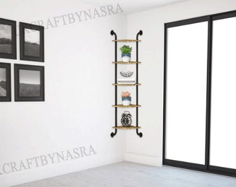 5 Tier Handmade Industrial Pipe Wall Shelves | Floating Shelves | Bathroom Shelves | Book Shelves | Bar Shelves | Display Shelves