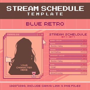 Sjabloon voor streamschema voor pixelart: retroroze webcore (bewerkbaar op canvas)