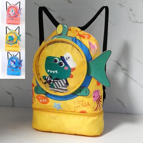 Kids Swimming Bag Beach Pool Swim Wet And Dry Backpack Aquatic Animal Kids Beach Bag Multicolor  Outdoors Waterproof Backpack for Children