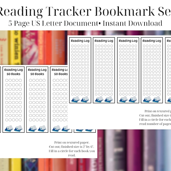 Reading Tracker Bookmark Printable Set | Reading Log Bookmark | Classroom, Library Reading Program Tracker | Summer Reading Program Tracker