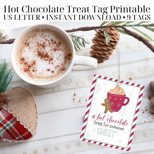 Hot Chocolate Treat Tag Printable: Christmas Favor Tags (Digital Download)