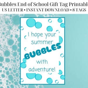 Bubbles End of School Geschenkanhänger Printable (Digitaler Download)