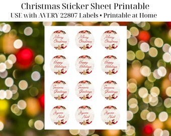 Christmas Sticker Sheet Printable | Treat Bag Stickers | Christmas Card Envelope Sticker | Christmas Gift Tag Stickers | Winter Themed
