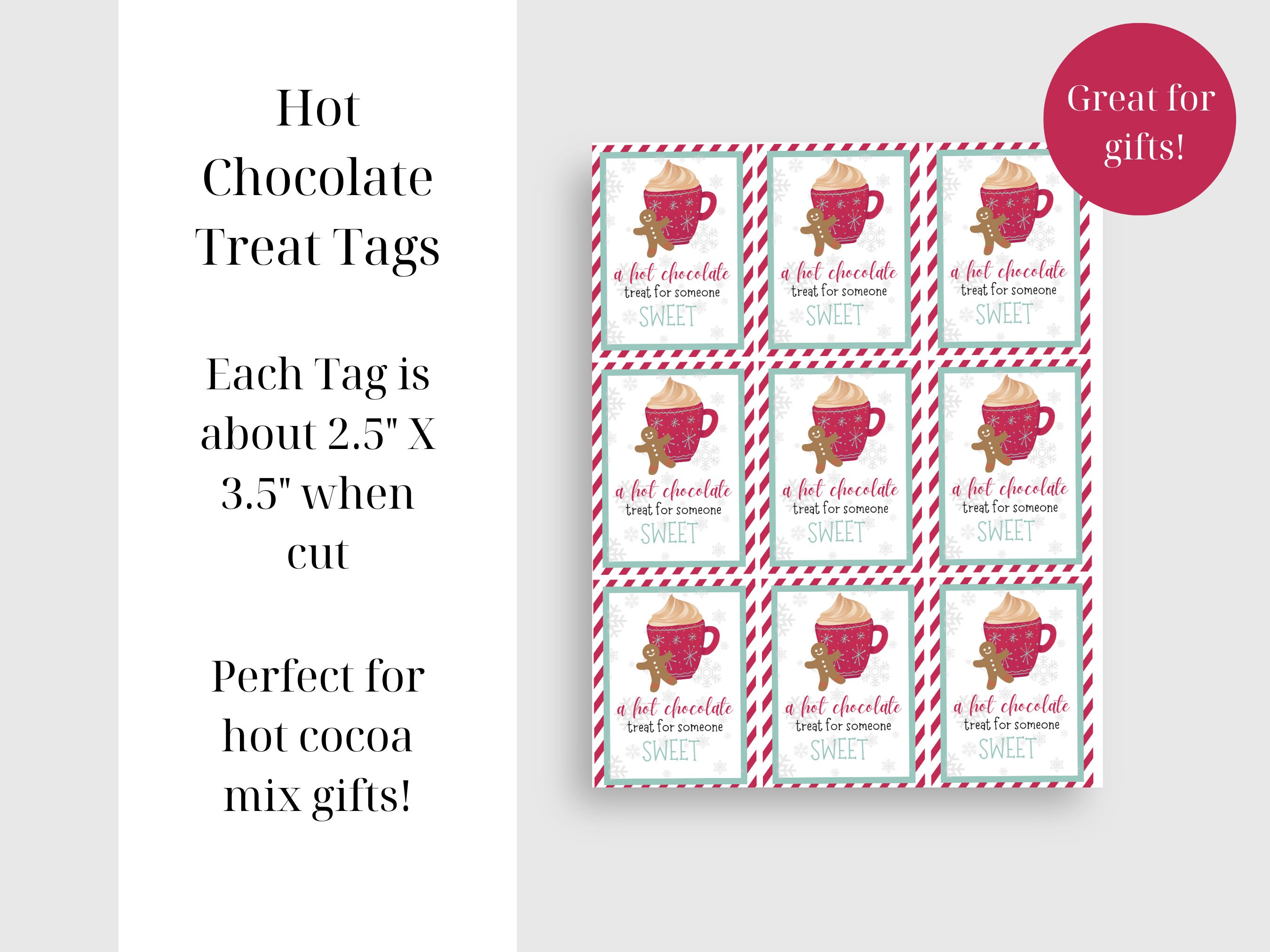Hot Case Tags Hot Chocolate Treat Tag Printable: Christmas Favor Tags (digital ...