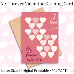 Mijn Forever Valentine wenskaart afdrukbaar | Hart, ik hou van je Valentijn wenskaart | Afdrukbare lege Valentijn wenskaart
