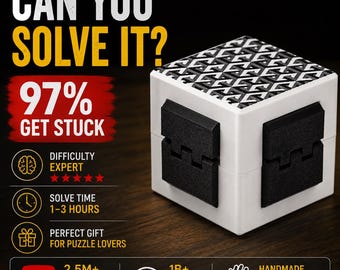 Secret Lock Puzzle Box With Hidden Compartment Impossible Puzzles For Adults by PuzzleguyStore® - Escape Room Box Tricky Brain Teaser
