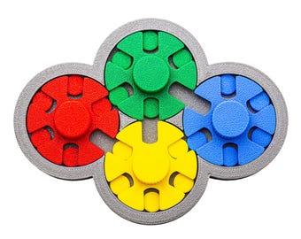 Combina los colores de los discos y las ruletas. Rompecabezas de descubrimiento fortuito.