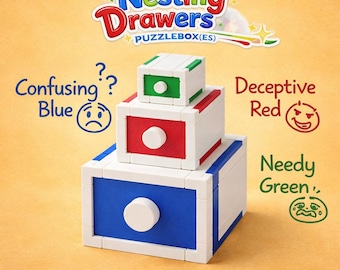 3-in-1 Nested Drawers Puzzle Box Best Family Puzzles - Mechanical Secret Puzzle Box Brain Teaser For Adults - Unique Escape Room Toy