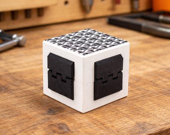 The Impossible Hinge Puzzle Box With Hidden Compartment For Adults -Optical Illusion Puzzle Impossible Secret Lock Box Best Fathers Day Gift