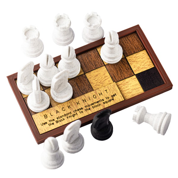 Schwarzer Ritter als Puzzle. Eine lustige Mischung aus Schach und Puzzle.