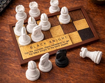 Black Knight Puzzle by PuzzleguyStore - Chess Games and Puzzles For Adults 3D Printed Brain Teaser - Mind Games and Puzzles Gift For Him