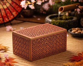 Japanese Puzzle Box 17 Step, Himitsu Bako Box For Adults, Secret Lock Box, Treasure Chest with Hidden Compartment, Mom Gift, Brain Teaser