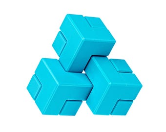 Quebra-cabeça Trio Cube, um desafio cerebral impresso em 3D - Quebra-cabeças impossíveis para adultos - Jogos de lógica divertidos e um presente exclusivo para professores.