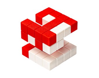 Logic 2 Piece Puzzle Hard Brain Teaser - 3D Printed Assembly Puzzle Best Travel Games and Puzzles For Adults - 5 Move Geometric Puzzle
