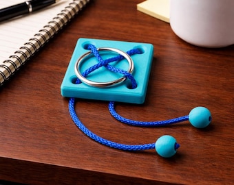 Ring in Square Disentanglement Puzzle For Adults Challenging Brain Teaser - String Games and Puzzles-Pocket Puzzle Suitable For Travel Games