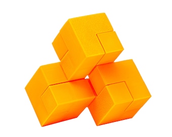 Impossible 3 Cube Puzzle 3D Printed  - Geometric Brain Teaser Optical Illusion Toy For Adults - Hard Logic Puzzle Cool Office Gadgets