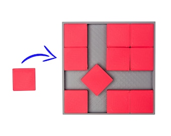 Onmogelijke puzzel. Plaats alle 11 vierkanten in het frame.