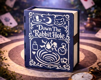 Alice in Wonderland Sequential Discovery Puzzle Box Best Mothers Day Gift - Down The Rabbit Hole Book Shaped Puzzle Unique Bookish Gift