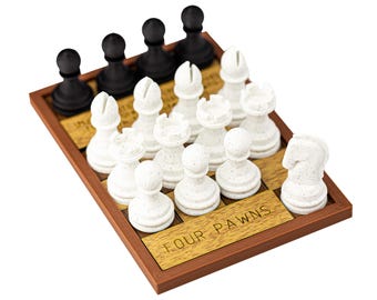 Four Pawns puzzle. Capture all 4 black pawns.