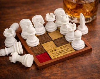 Pawn = Queen Chess Puzzle by PuzzleguyStore - Pawn Equals Queen Discovery Puzzle Best Gift For Him - Strategy Game Challenging Brain Teaser