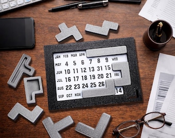 Calendar Puzzle by PuzzleguyStore - 7 Years of Daily Calendar Puzzle 3D Printed Games And Puzzle-Packing Puzzle Logical Challenge For Adults