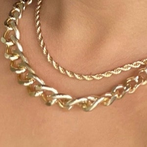18K Gold Filled Thick Chain Necklace Set, Toggle Necklace, Link Chain Layered Necklace, Gold Chunky Necklace Set, Gift for Her