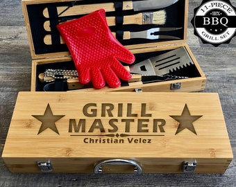 BBQ Set, Custom Grill Set, Personalized BBQ Set, Grill Set, Custom BBQ Set, Grill Master, Dad Gift, Personalized Grilling, Fathers Day Gift
