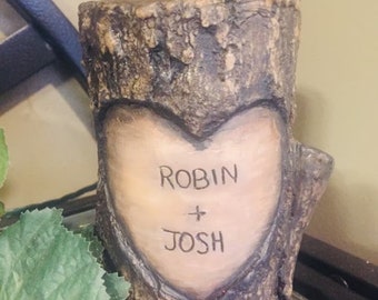 Personalized Log Candle (All Wax) Scented Soy Names Valentines Day, Boyfriend Gift, 16th Anniversary, wedding shower for him or her romantic