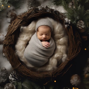 Christmas Newborn Photography Digital Background, Digital Overlay, Composite,