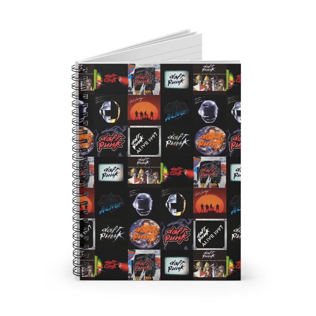 Daft Punk Album Cover Art Collage Ruled Line Spiral Notebook - Etsy