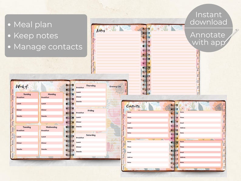 2026 Digital Planner | Vibrant Flowers | Hyperlinked Planner for Ipad ...