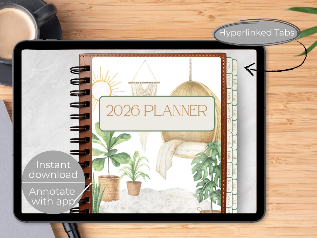 2026 Digital Planner | Soft Girl Boho | Hyperlinked Planner for Ipad ...