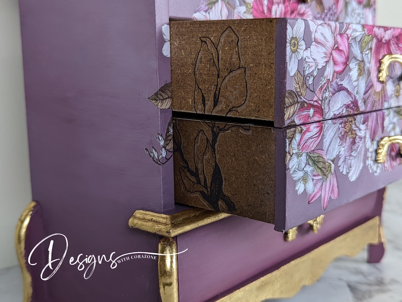 Purple Floral French Provincial Jewelry Box With Gold Leaf Etsy
