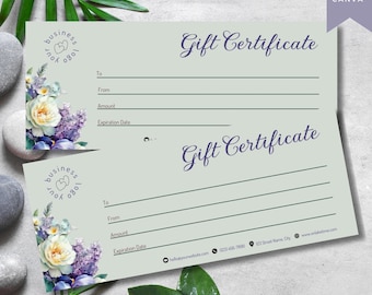 Spa Gift Certificate Template, Editable Canva Gift Voucher, Beauty Salon Gift Card, Printable Voucher, Esthetician Marketing Template, Spa