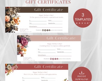 MOTHER'S DAY Gift Certificate, Printable Editable Template, Personalized Spa Gift Coupon Mom, Instant DIY Canva, Last Minute Gift, gc-mday