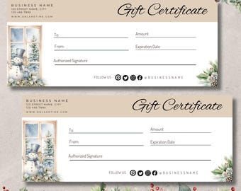 Christmas Editable Gift Certificate, Spa Voucher, Instant Download, Last Minute Gift, Stocking Filler, Gift For Her, Marketing Tool, DIY GC