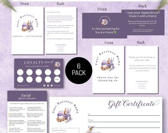 Spa Client Welcome Bundle Template, Esthetician Canva Forms, Beauty Business Kit, Aftercare, Loyalty, Referral Cards, Gift Certificate,