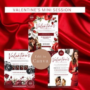 Valentines Photography Flyer, Valentine&#39;s Mini Session Flyer, Photography Flyer, Canva Template, Photography Template, Instant Download V-PF