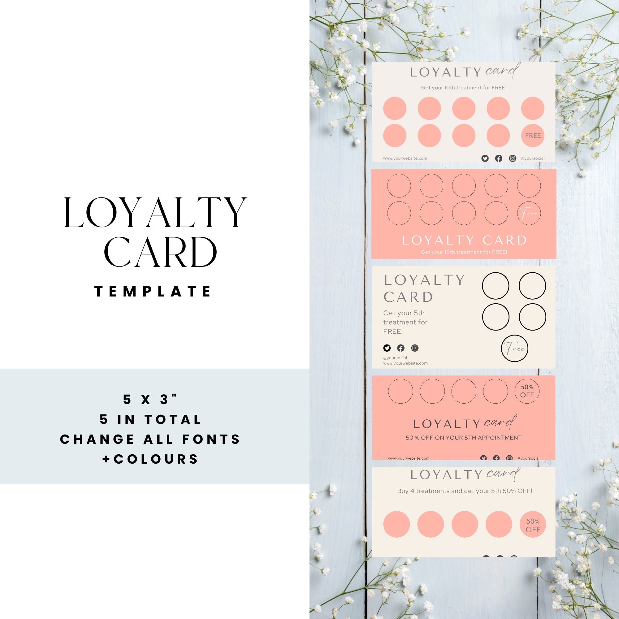 Printable Loyalty Card | Canva Template | Premade Client Loyalty Card ...