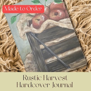 Rustic Apple Hardcover Journal, Farmhouse Style Notebook, Art Journal for Writing, Gift for Writers, Vintage Aesthetic Diary