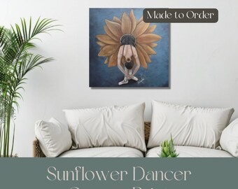 Lienzo con flores de bailarina: elegante decoración de pared con baile