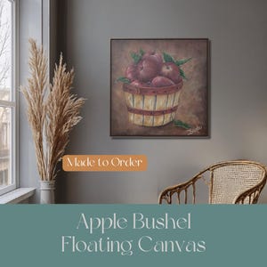 Rustic Apple Canvas Wrap, Vintage Framed Art, Farmhouse Style Wall Art, Kitchen Decor, Gift for Apple Lovers, Vintage Style Wall Art