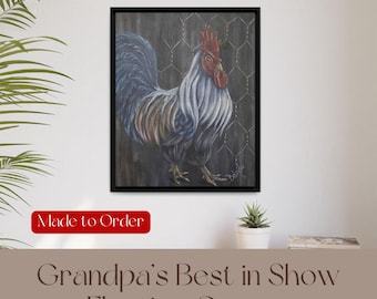 Lienzo de gallo colorido: decoración de cocina rústica