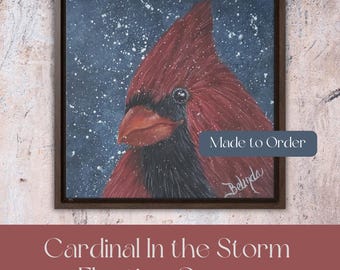 Lienzo enmarcado Cardinal Snowy: arte de pared acogedor e invernal